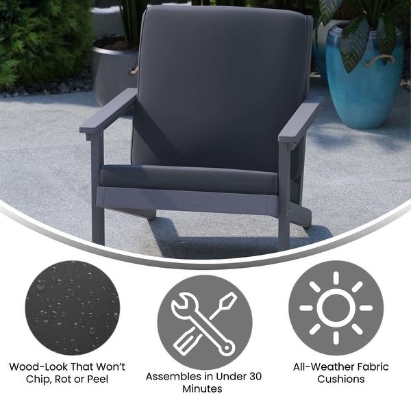 AllWeather Poly Resin Adirondack Style Chair and Cushions