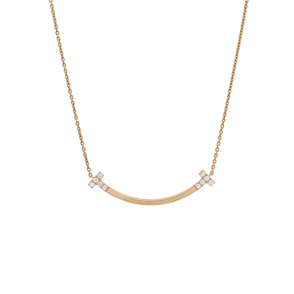 Tiffany & Co. Tiffany T Smile Necklace 18K Rose Gold Diamond 74957218