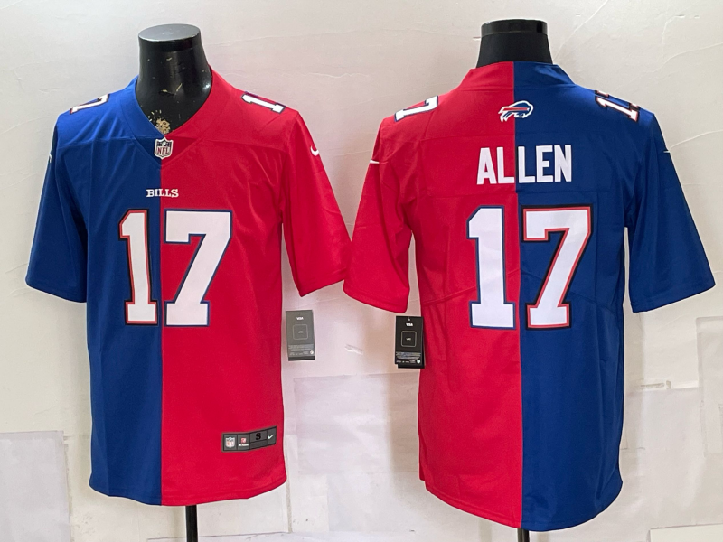 Men's Buffalo Bills Josh Allen #17 Royal/Red Player Game Jersey