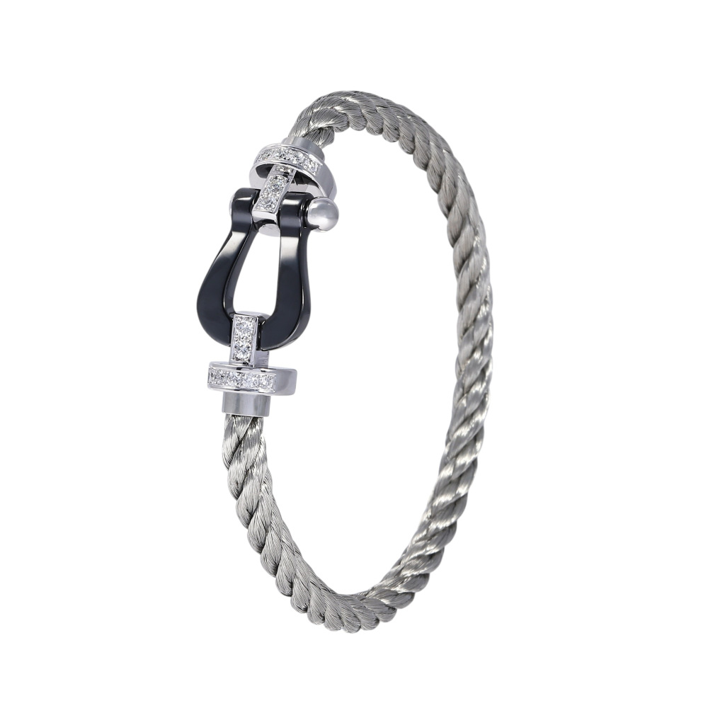 FRED Force 10 Lm Bracelet 18K White Gold & Ceramic Diamond 0B0041-6B0109