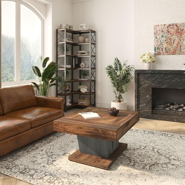 31.5 Inches Square Coffee Table,Wood Center Table Cocktail Tea Table Accent Table