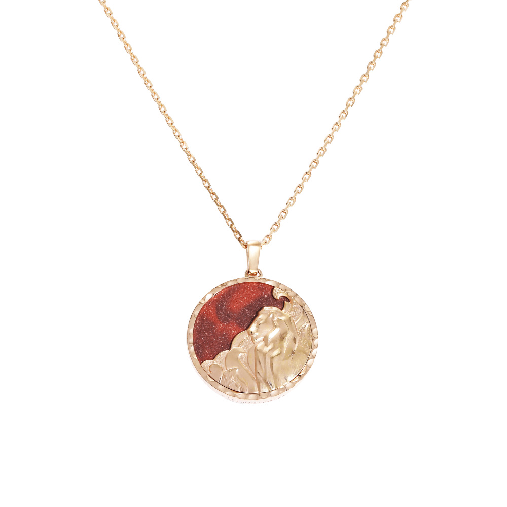 Van Cleef & Arpels Zodiac Leo Necklace 18K Rose Gold Jasper VCARP9R600