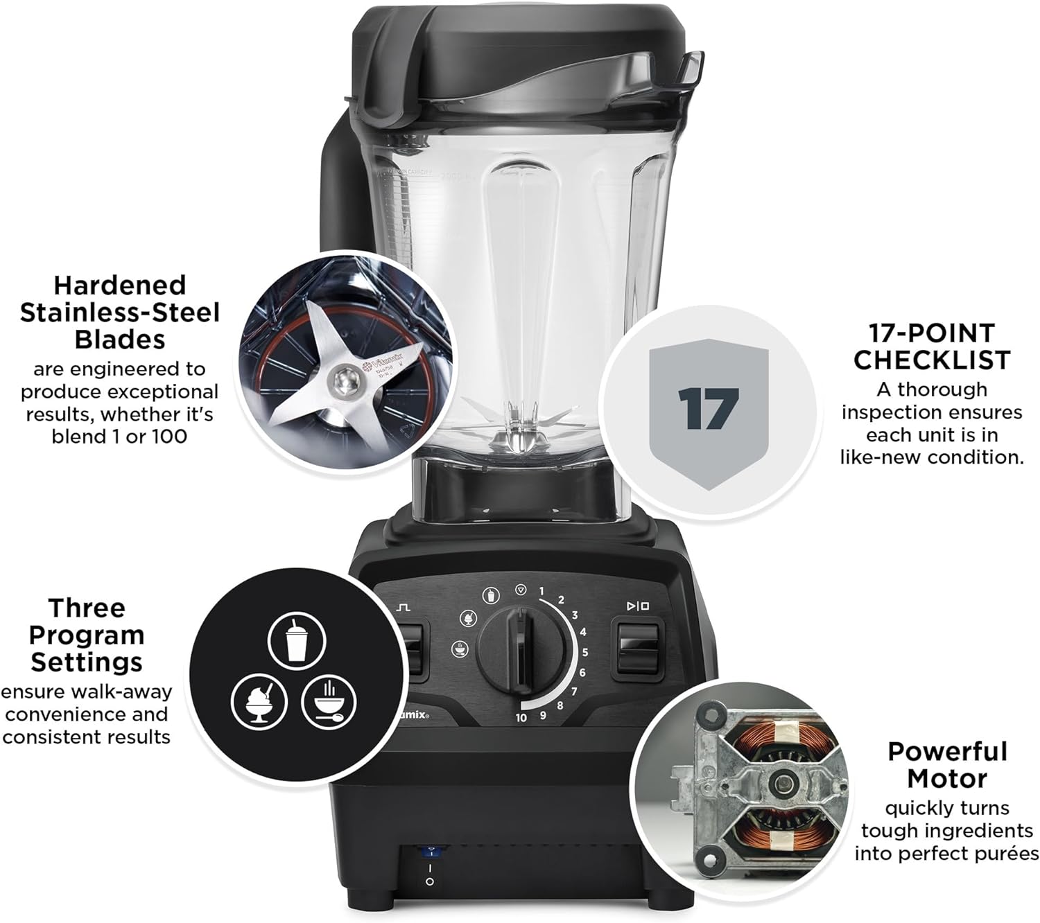 Vitamix Explorian Blender, Professional-Grade, 64 oz. Low-Profile Container, Black