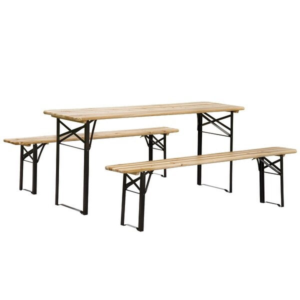 Portable 6' Wooden Picnic Table Set for Outdoor Activities
