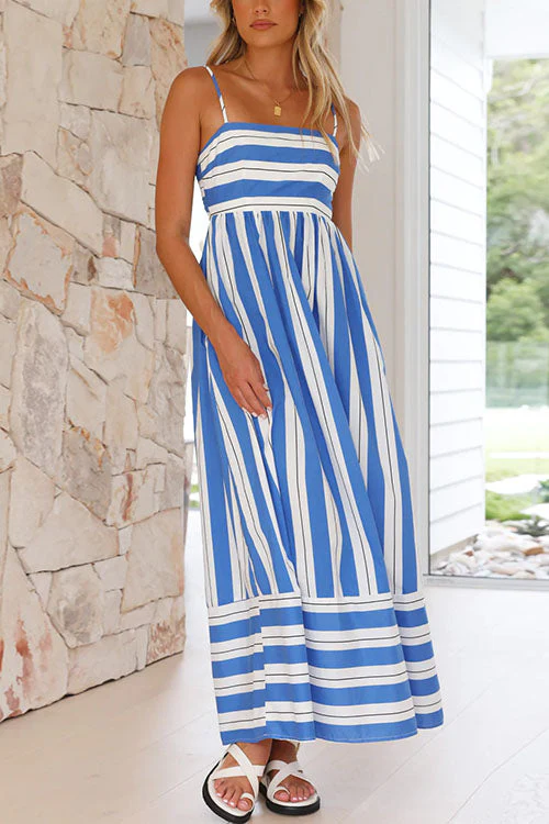 Striped Maxi Dress with Back Cut-OutClistos