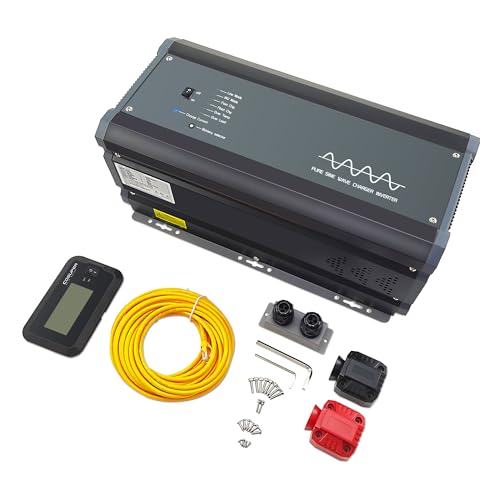Soyond 2000W Pure Sine Wave Inverter Charger, 12V DC to 120V AC Surge 6000W, with 50A Battery AC Charger, Power Inverter w/LCD Remote Panel for RV, Boat,Truck, Compatible with Lifepo4 Battery