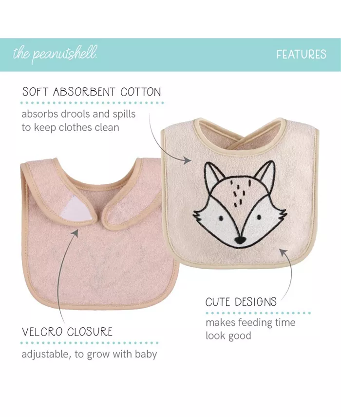 The Peanutshell Unisex Terry Bibs, 18 Pack for Feeding, Teething, or Drooling, Neutrals Hello Sunshine