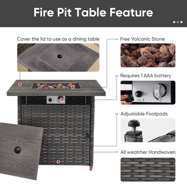 Patio Sofa Chair Set with Propane Fire Pit Table
