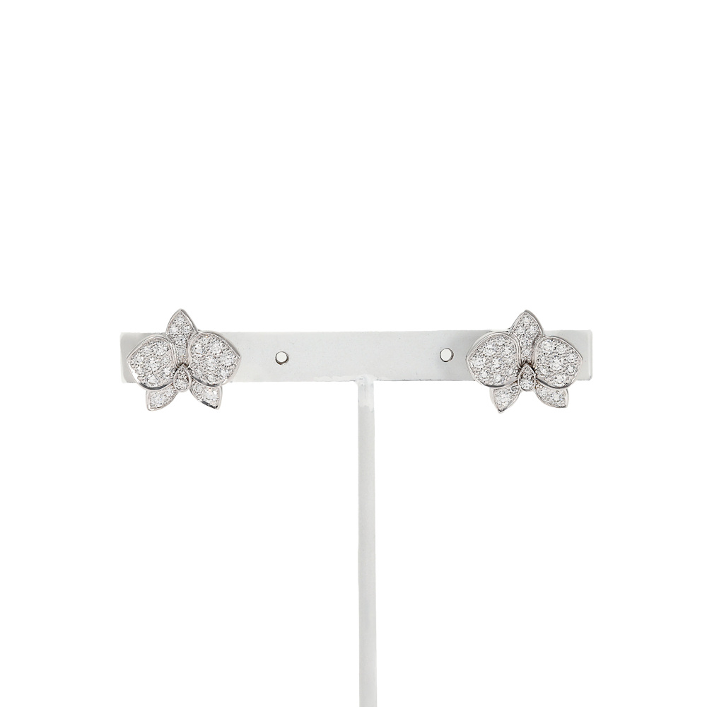 Cartier Caresdor Kidepal Earrings 18K White Gold Diamond B8032200