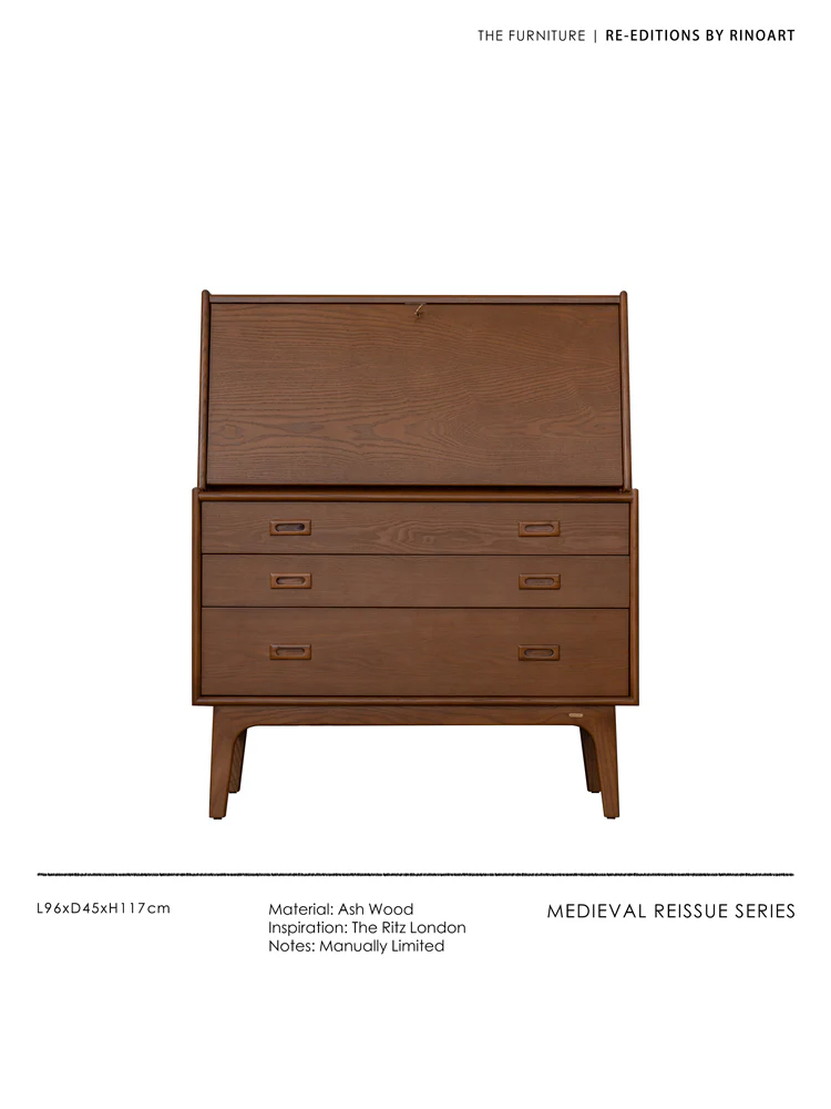 GA010 - Churchill Series Imported Multi-purpose Desk British Vintage White Waxwood Bookcase Storage Cabinet