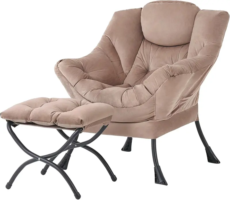 Tiita Modern Lazy Lounge Chair with Matching Ottoman – Large Leisure Armchair Set
