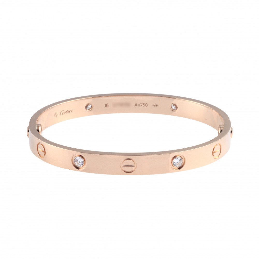 Cartier Love Half Diamond Bracelet 18K Rose Gold