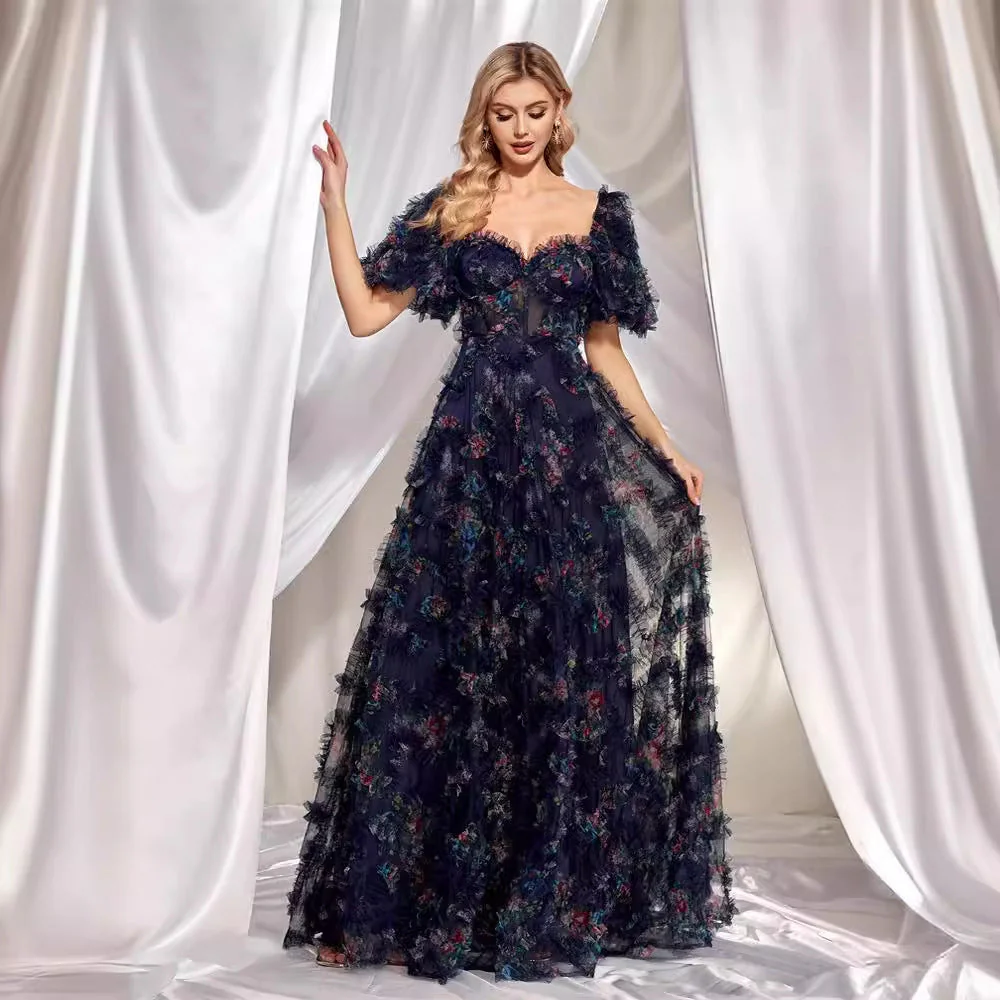 Floral Ruffle Maxi Dress | Elegant Evening GownClistos