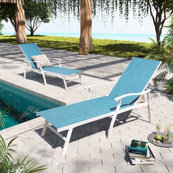 Pellebant 2PCS Patio Aluminum Adjustable Chaise Lounge Chair