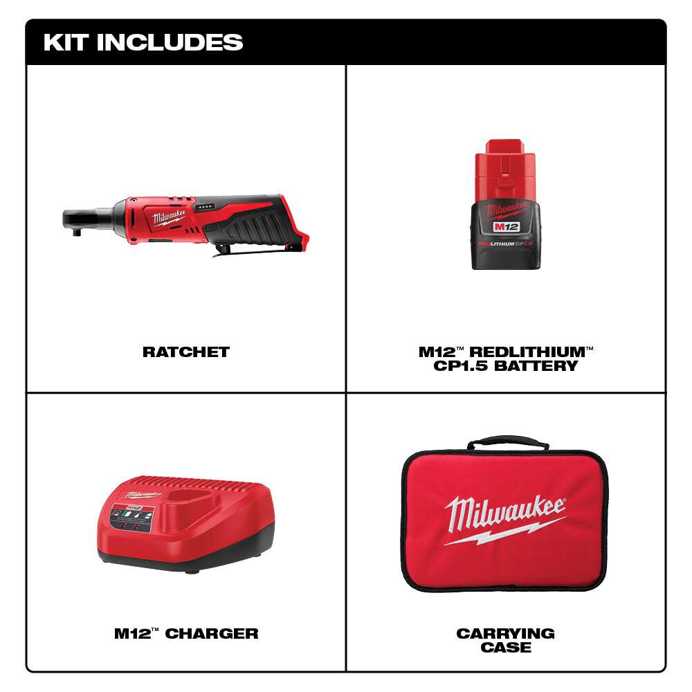 Milwaukee M12 Cordless 1/4 In. Ratchet Kit 2456-21