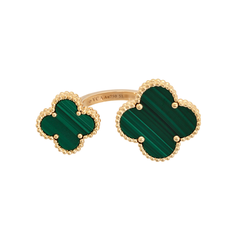 Van Cleef & Arpels Magic Alhambra Ring 18K Yellow Gold Malachite VCARO3MI00