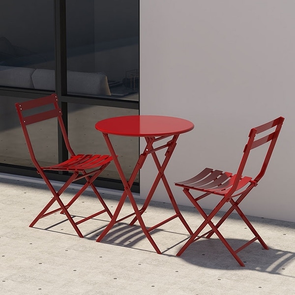 3Piece Patio Bistro Set of Foldable Round Table and Chairs,Yellow