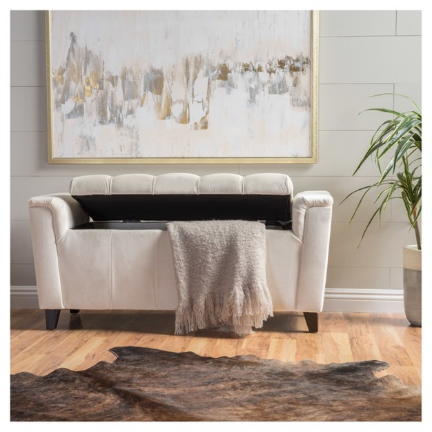 Argus Storage Bench Ivory New Velvet Christopher Knight Home