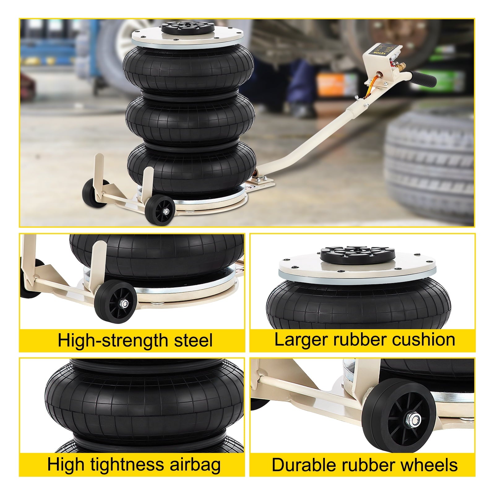 BENTISM Pneumatic Jack 5 Ton/11023 lbs Triple Bag Air Jack Lifting Height 6.5-16Inch Inflatable Car Jack Lifter Pneumatic Air Jack 11023LBS Capacity Extremely Fast Lifting