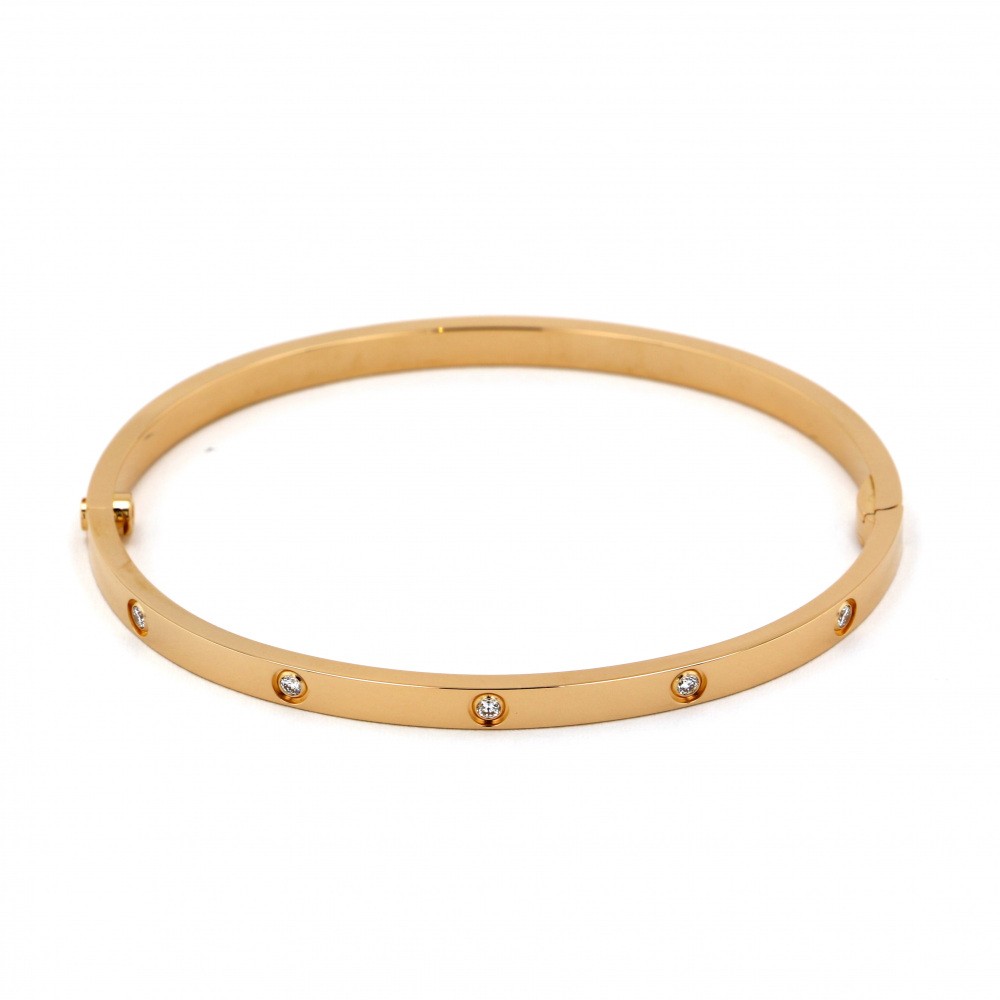 Cartier Love Full Diamond Bracelet 18K Rose Gold