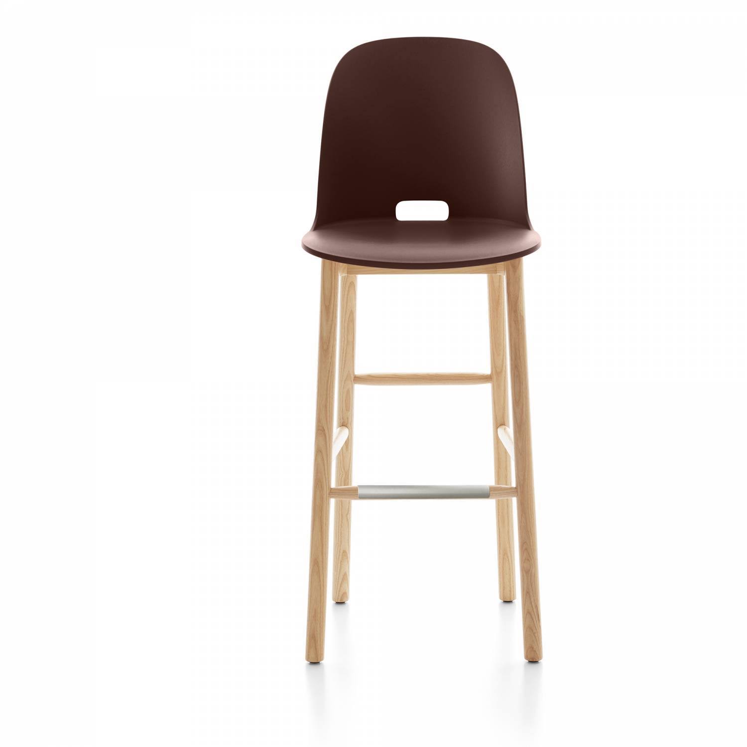 Emeco Alfi High Back Barstool - Dark Grey / Ash