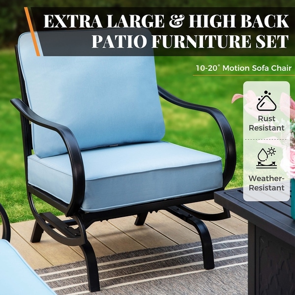 MAISON ARTS 5/7Seat Patio Conversation Set,Sofa Set with 2 x Single Sofa Chairs,1 x 3seater Sofa and Coffee Table/Ottomans