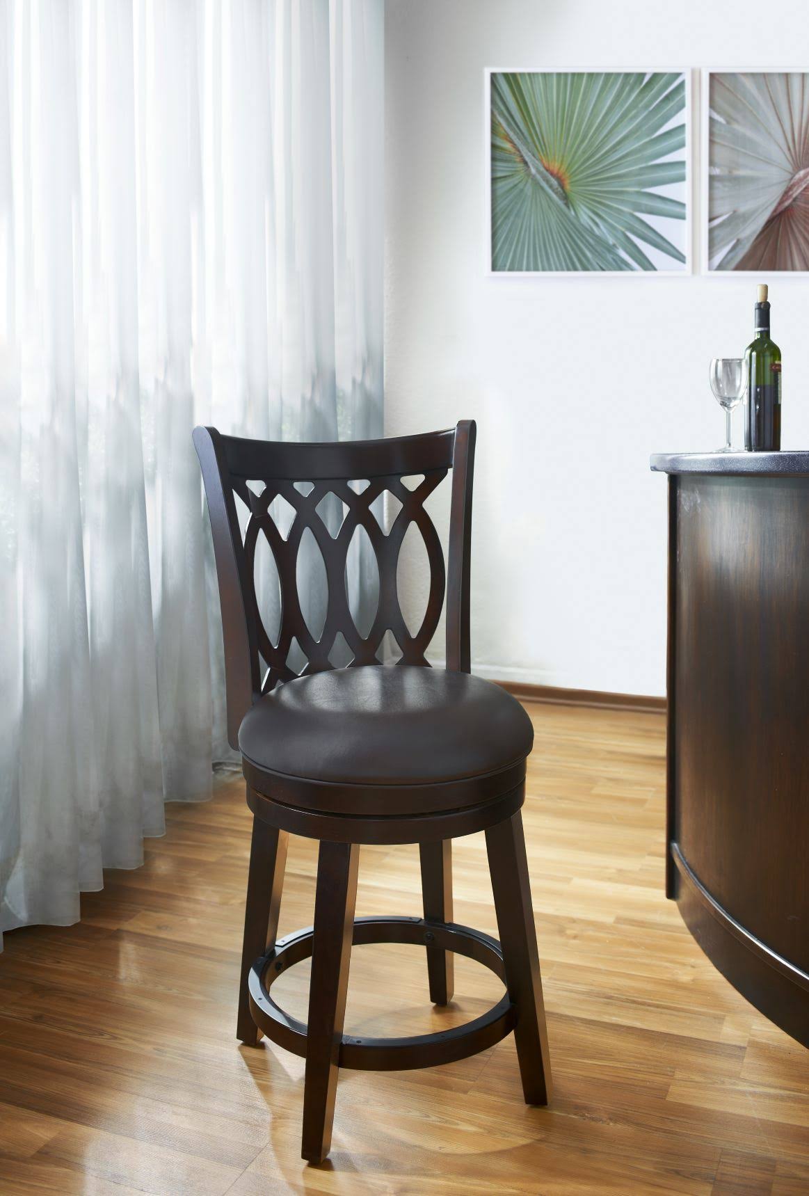 PRI Counter-Height Swivel Barstool, Dark Espresso, 40x22 x 19.8x22 x 21.65x22