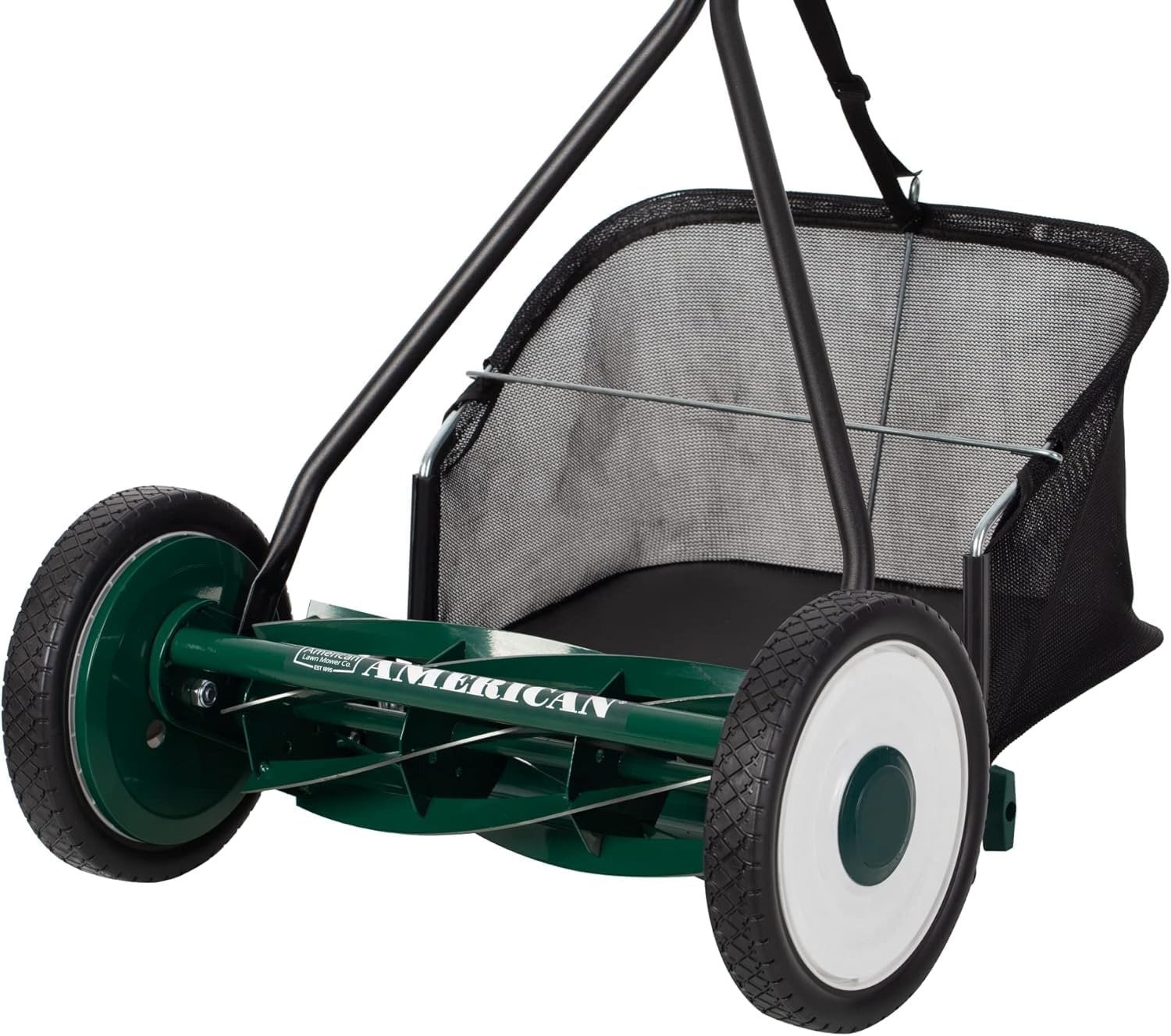 16-inch 7-Blade Reel Mower with Grass Catcher, Specialty Grass Mower, Green