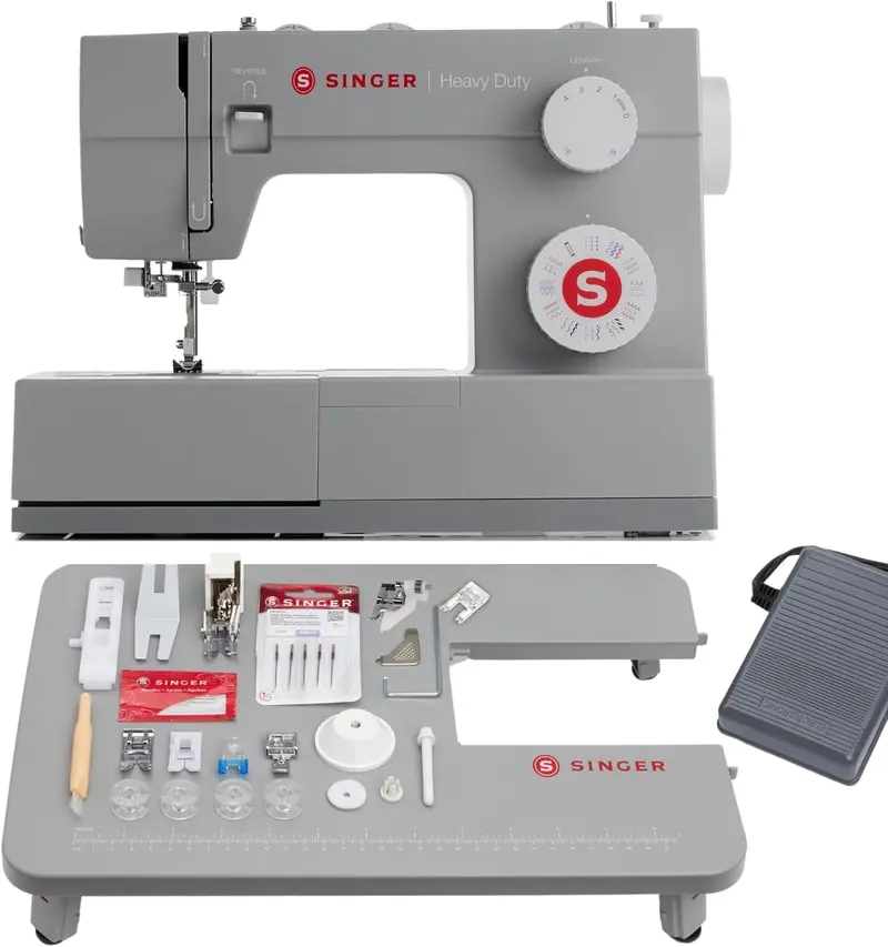 SINGER 4452 Heavy Duty Holiday Bundle – Sewing Machine with Extension Table & Presser Feet