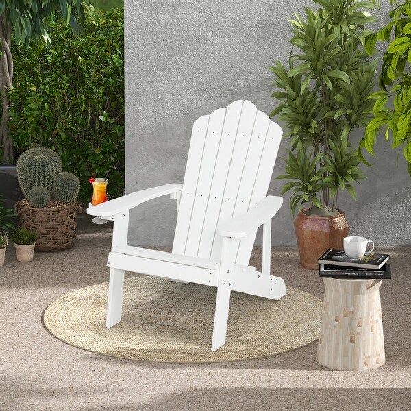 Costway Patio HIPS Adirondack Chair with Cup Holder Weather Resistant