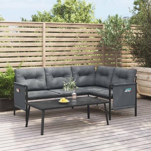 vidaXL 2 Piece Patio Lounge Set Anthracite Steel