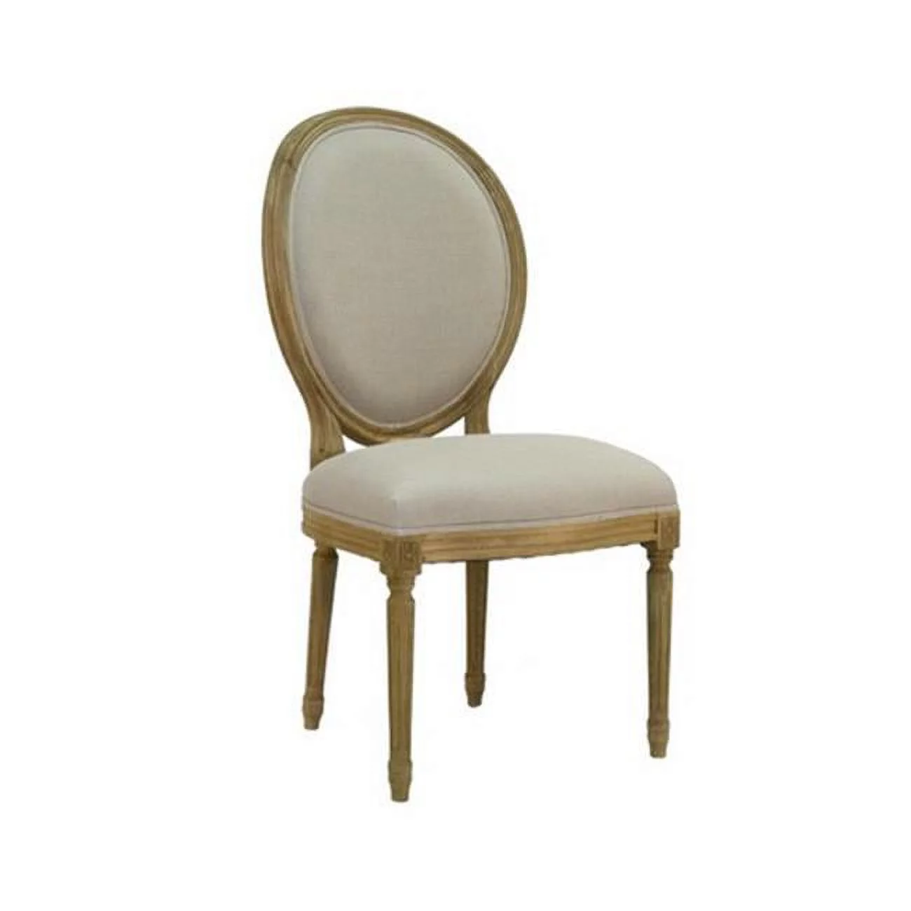 Zentique B004 E255 A003 Medallion Natural Linen Side Chair- Natural Oak - 21 x 40 x 21 in.