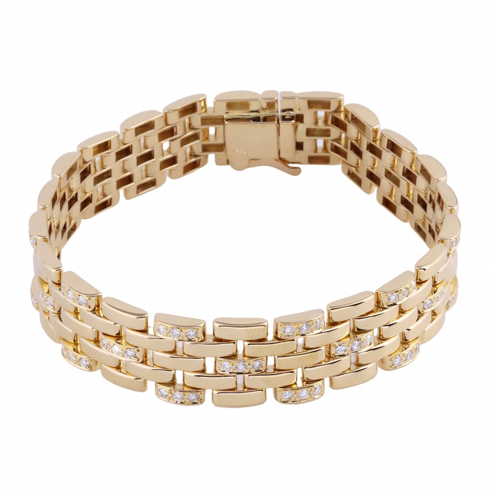 Cartier Mayon Pantale 5 Row Half D Bracelet 18K Yellow Gold Diamond