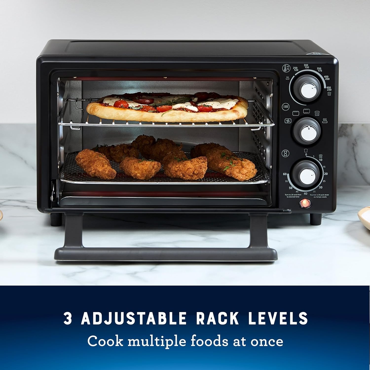 Compact Air Fryer Toaster Oven Countertop Multifunctional Stainless Steel