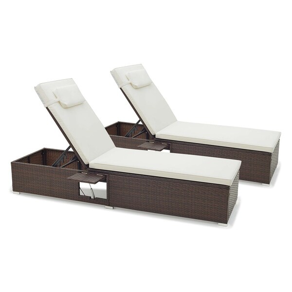 1/2 PCS Patio Chaise Lounge Rattan Reclining Chair w/Adjust Backrest