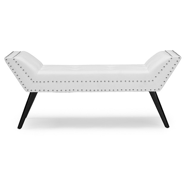 Tamblin Modern And Contemporary Faux Leather Upholstered Large Ottoman Seating Bench White Baxton Studio