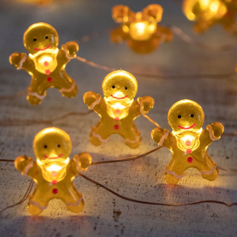Northlight LED Mini Gingerbread Man Christmas Fairy Lights - 6.5' Silver Wire - 20ct