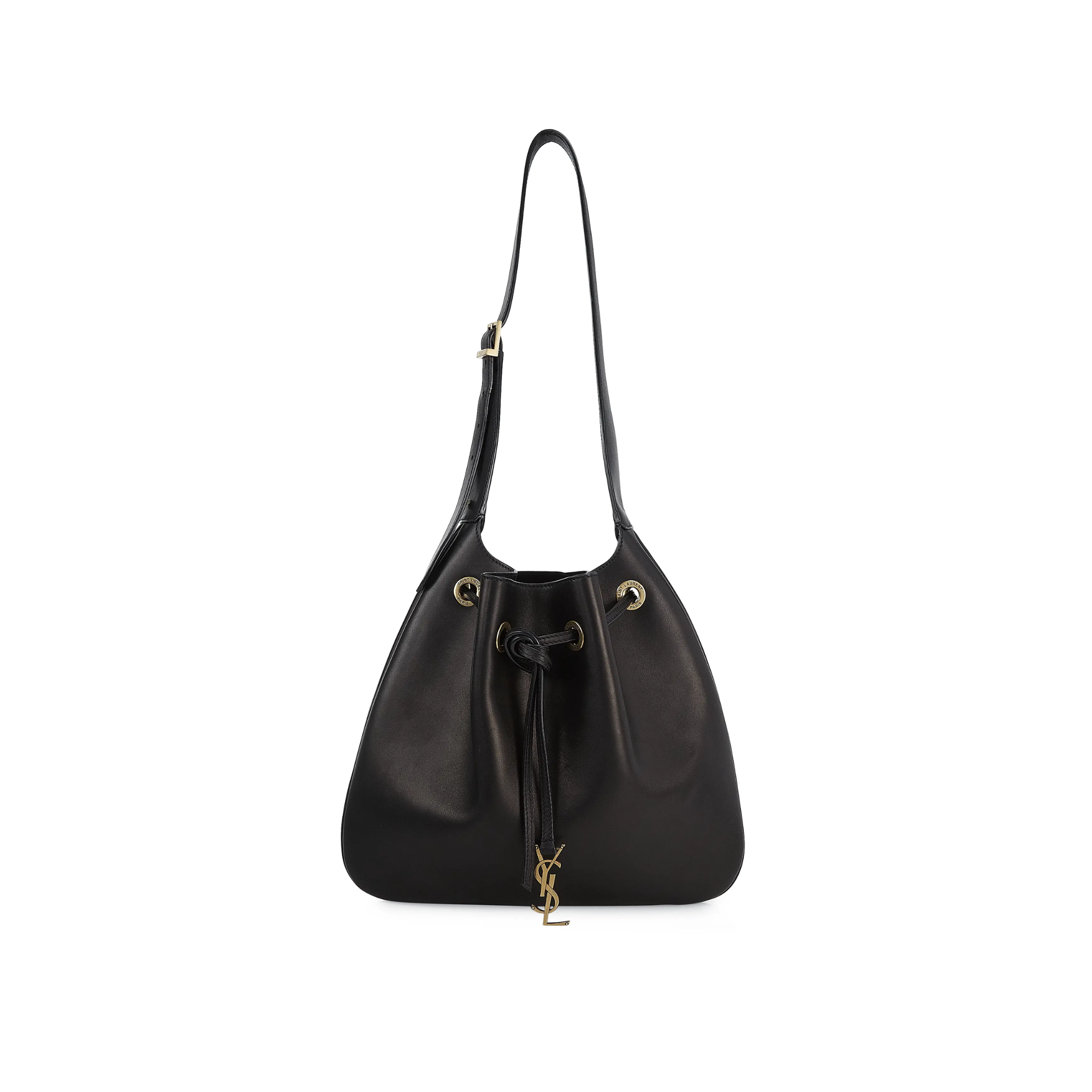 Saint Laurent Paris Vii Medium Flat Hobo Bag In Smooth Leather Black 28Cm