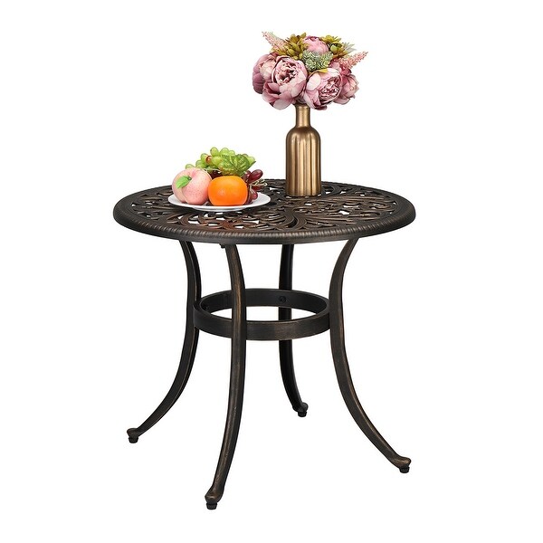 23.6inch Round Side Table,Garden Cast Aluminum Table