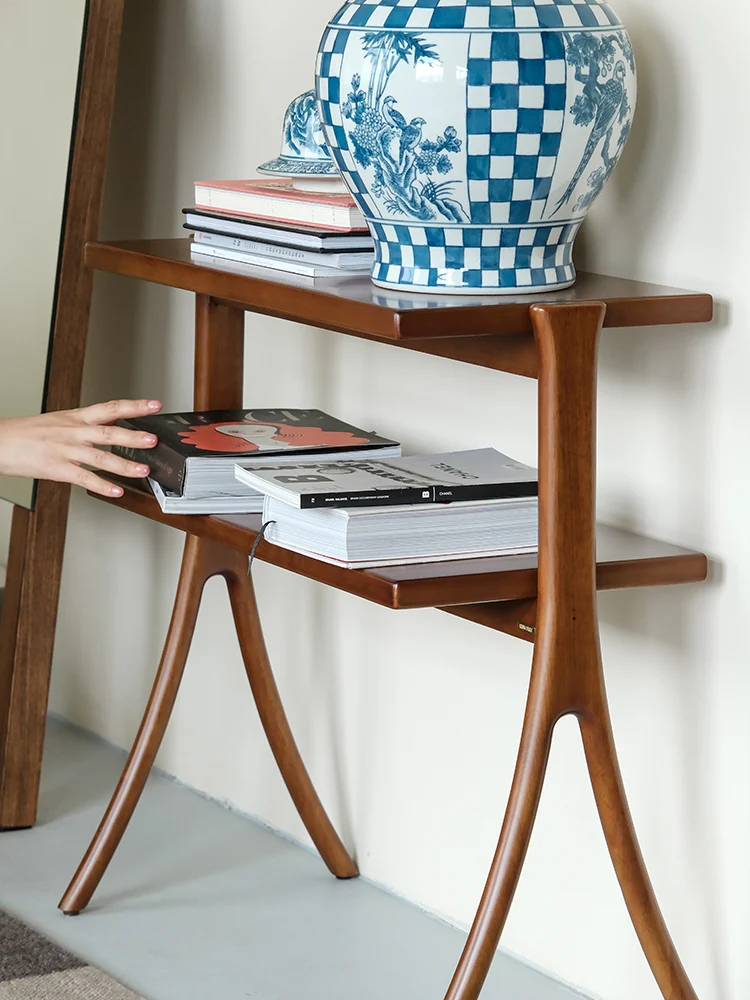 YA021 - Denmark Herringbone Side Table Central Island / Module Double-layer Storage Shelf Bookshelf Foyer Table Side Table