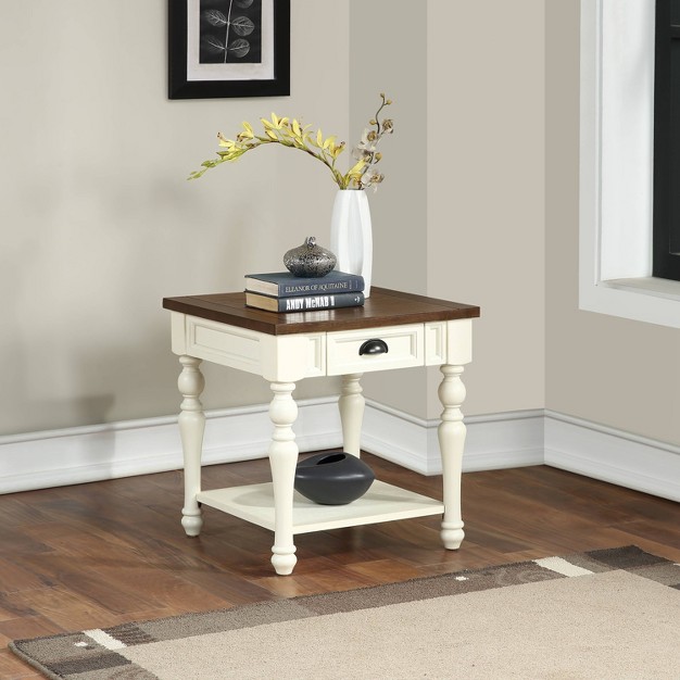 Joanna End Table Ivory mocha Steve Silver Co