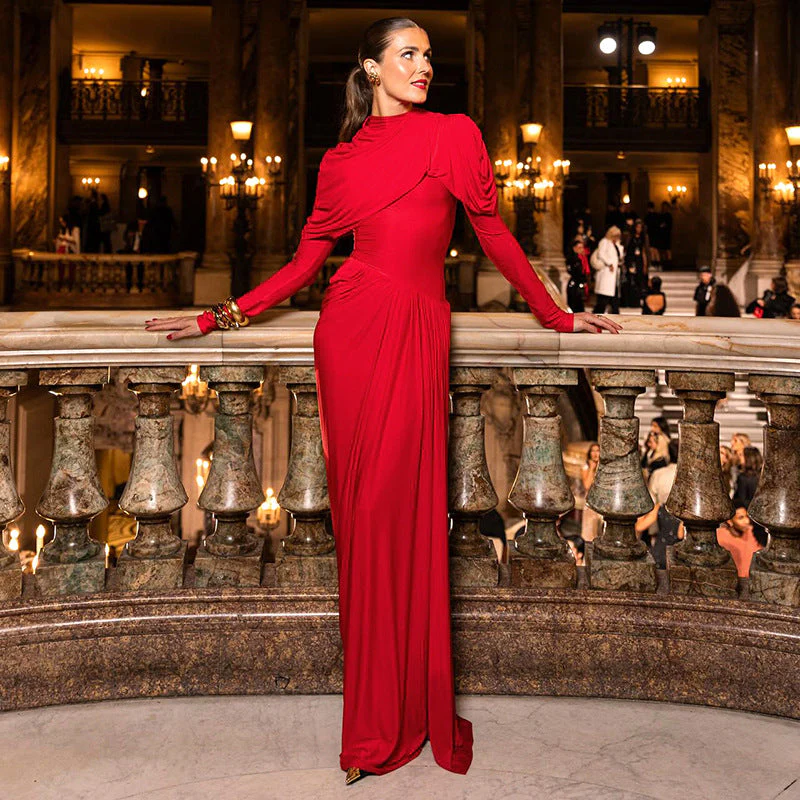 Elegant Draped Cowl Neck Maxi DressClistos