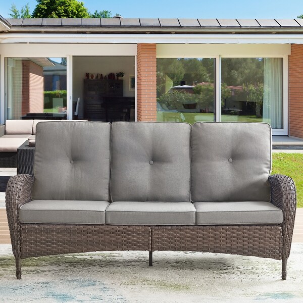 Patio Wicker Sofa Swivel Chair Set of 8