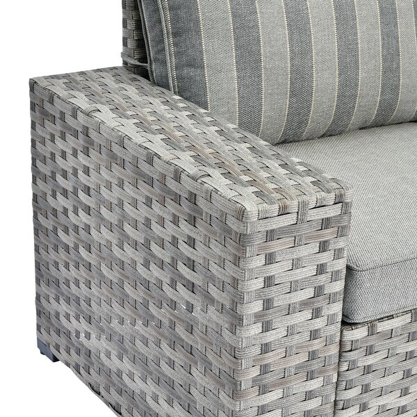 OVIOS Patio Wicker Furniture Wide Arm 6piece Set with Table