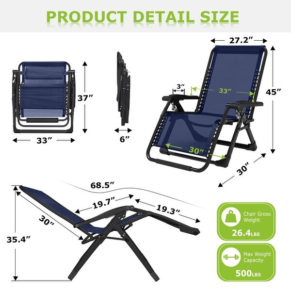 33In Patio Reclining Chaise Lounge with Removable Cushion