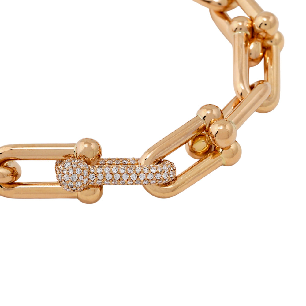 Tiffany & Co. Hardware Link Bracelet 18K Rose Gold Diamond 70353229