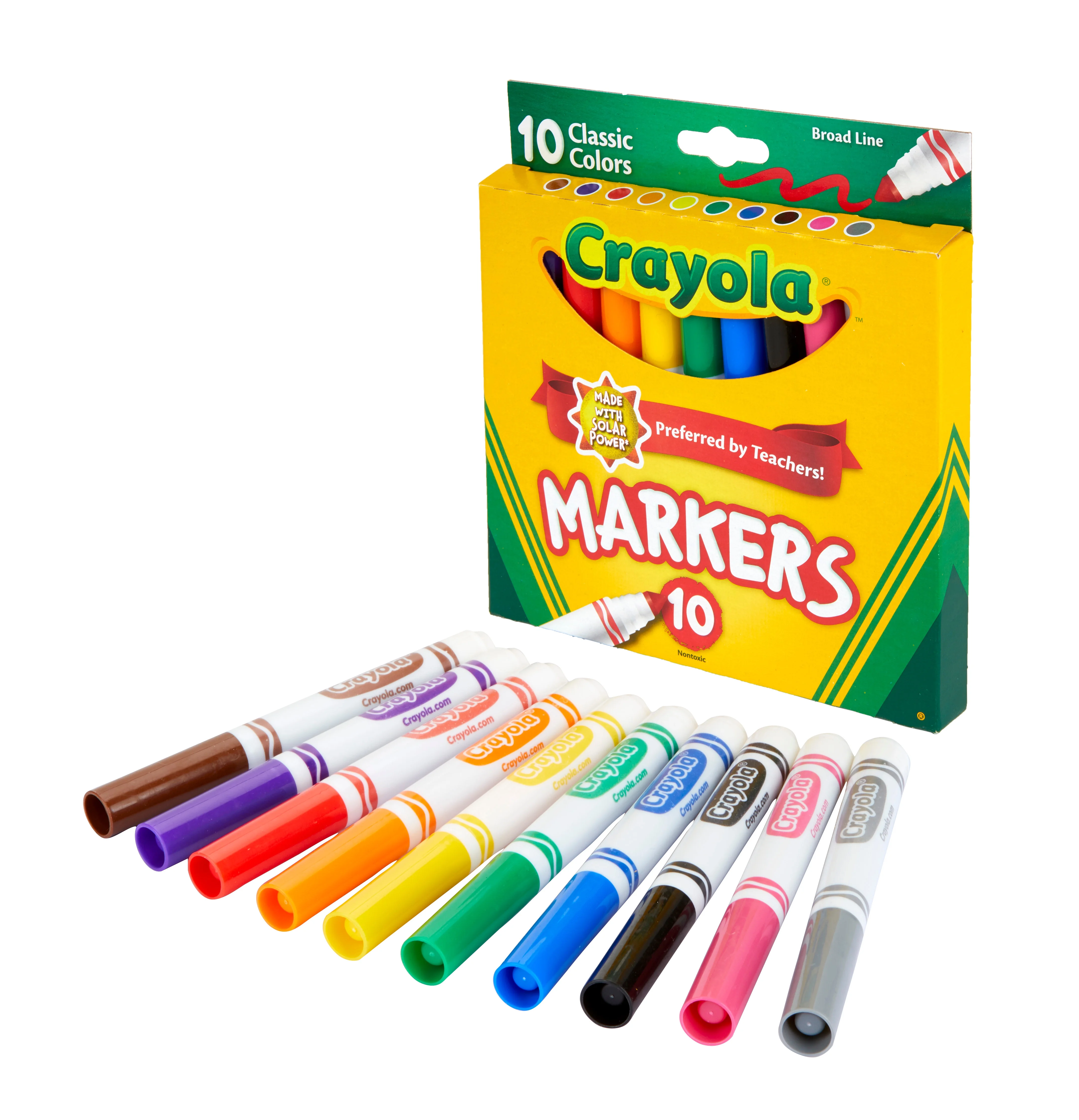 Crayola 10ct Broad Line Markers, Classic Colors, (Case Contains 24 Packs), Bulk School Supplies