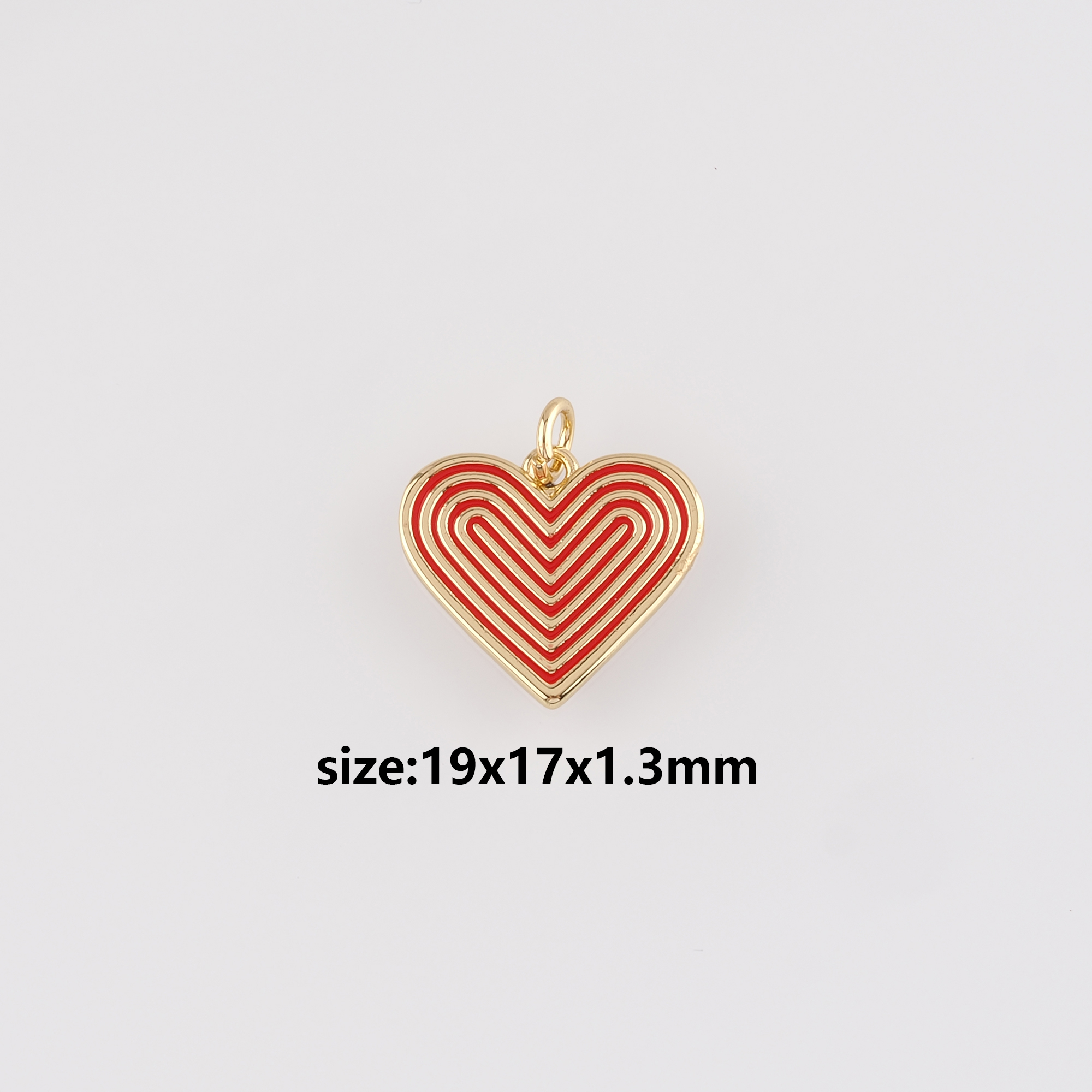18K Gold Filled Heart Pendant,Enamel Heart Charm Earrings Necklace for DIY Jewelry Making Supply