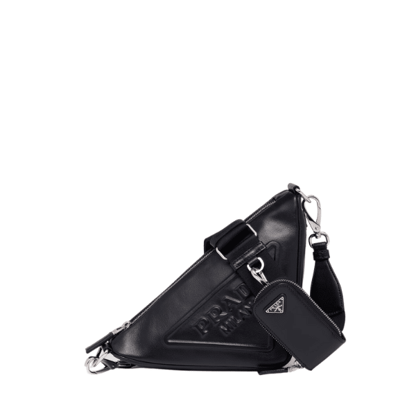 Prada Triangle Leather Mini Bag Black 27Cm