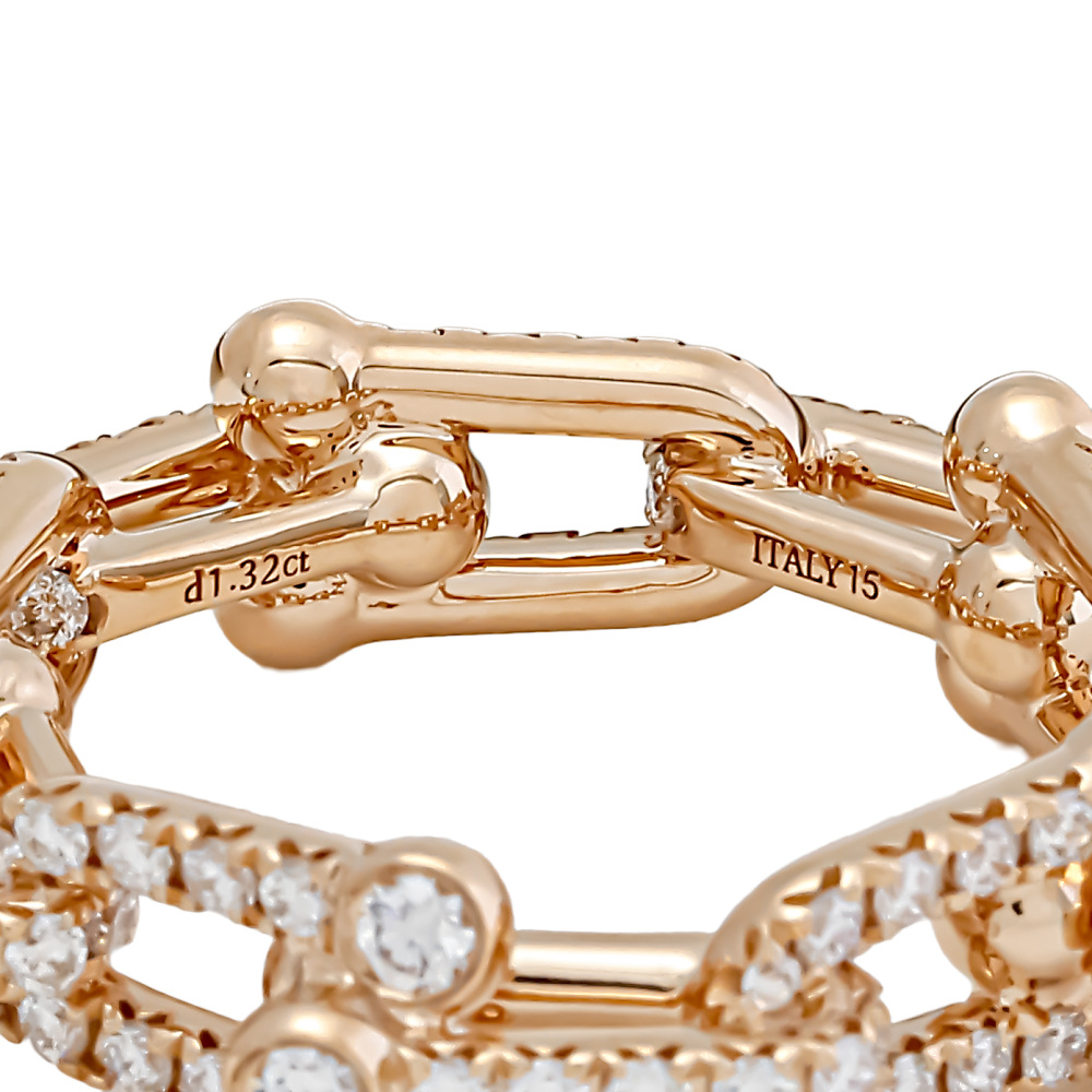 Tiffany & Co. Hardware Link Ring 18K Rose Gold Diamond